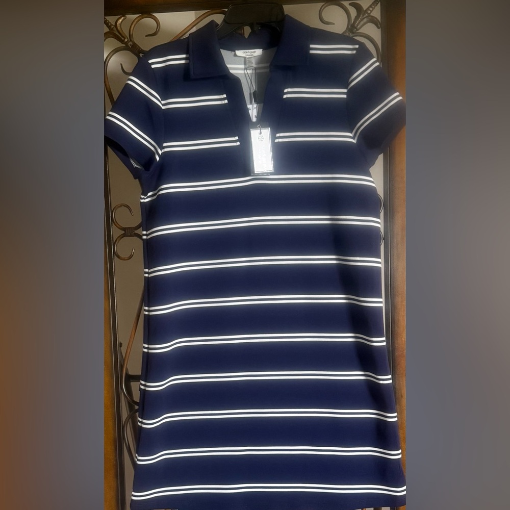 NWT Cable & Gauge Navy & White Striped Short Sleeve Mini Dress